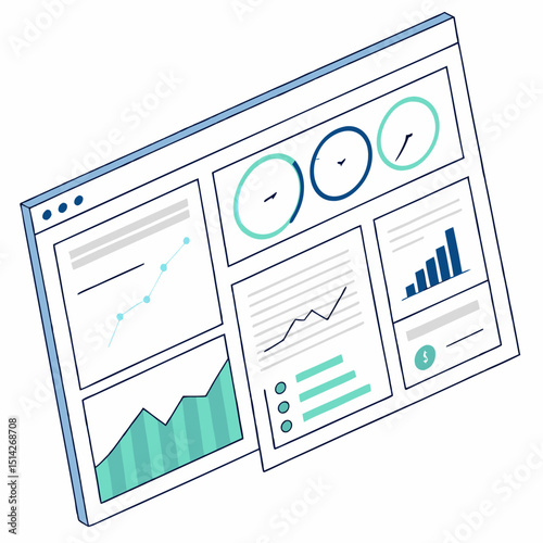 Business analytics dashboard showing key performance indicators and financial graphs