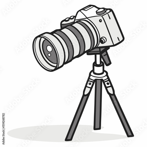 Dslr camera on tripod professional photography equipment