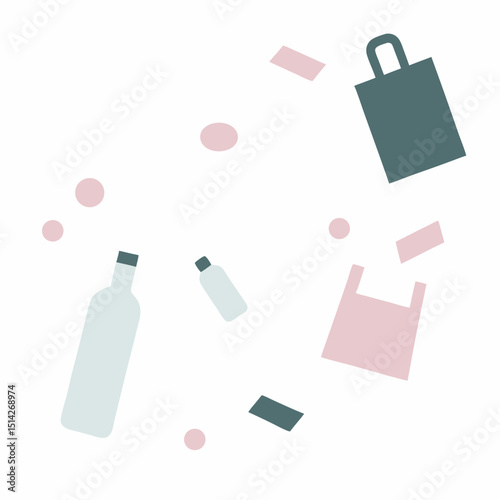 Floating plastic bottle bags and packaging waste pollution