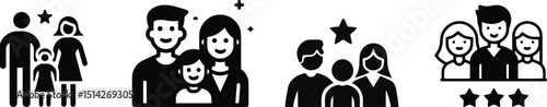 Vector Illustration of a Family Watching Stars Together


