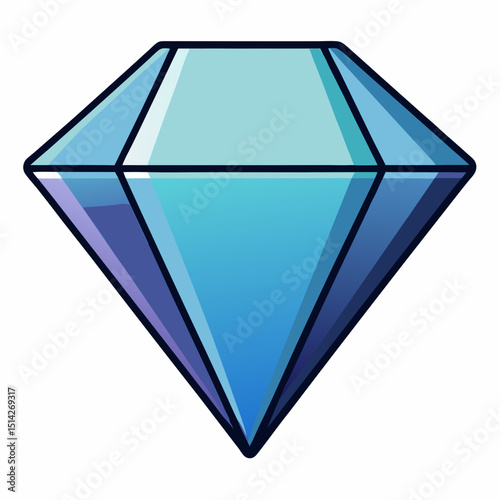 Illustration of a single blue diamond with black outline