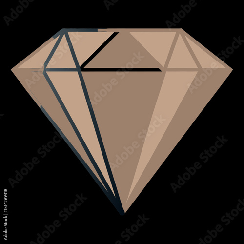 Illustration of a faceted brown diamond on black backdrop