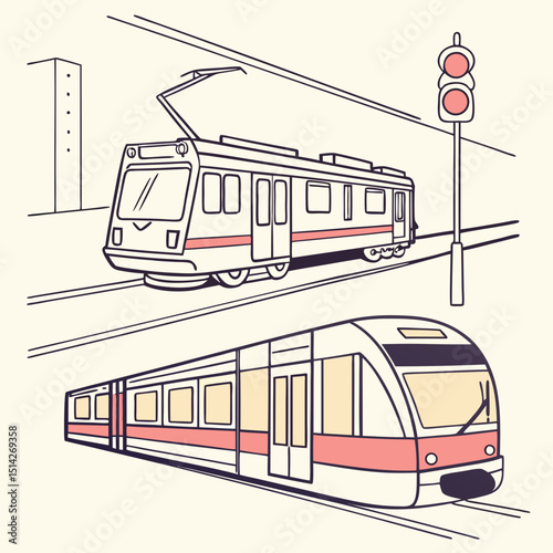 Modern city train transportation system public transit rail line