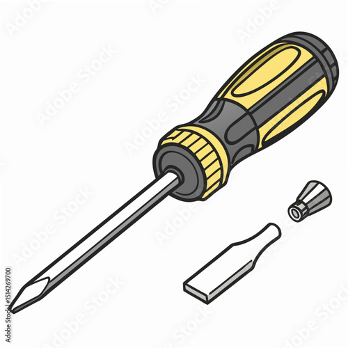 Professional quality screwdriver illustration with transparent background