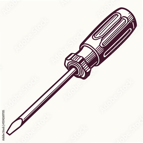 Professional screwdriver illustration isolated on white background, clean cutout, transparent png