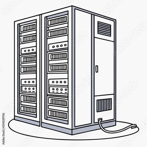 Data center server rack illustration network technology