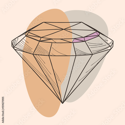 Illustration of a diamond with geometric line details