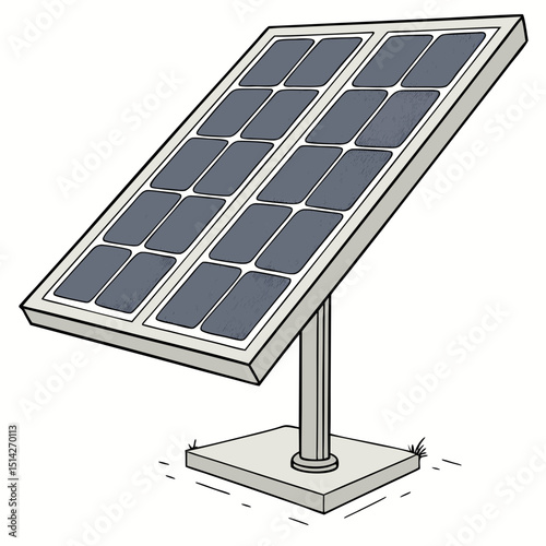 Cartoon illustration of a solar panel on a stand