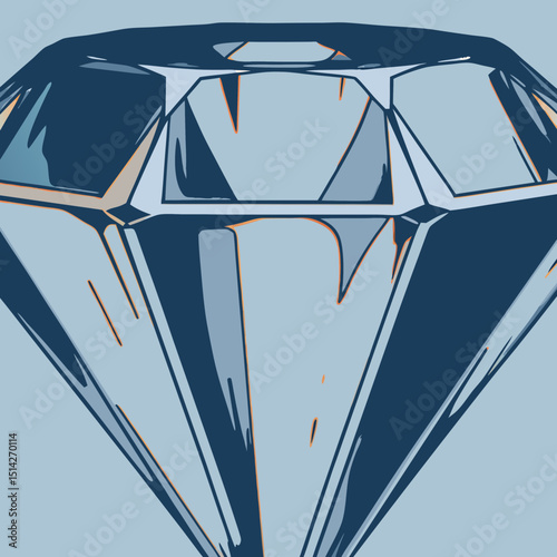 A close up of a large diamond with blue and gray tones