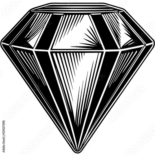 Illustration of a diamond with detailed line work design