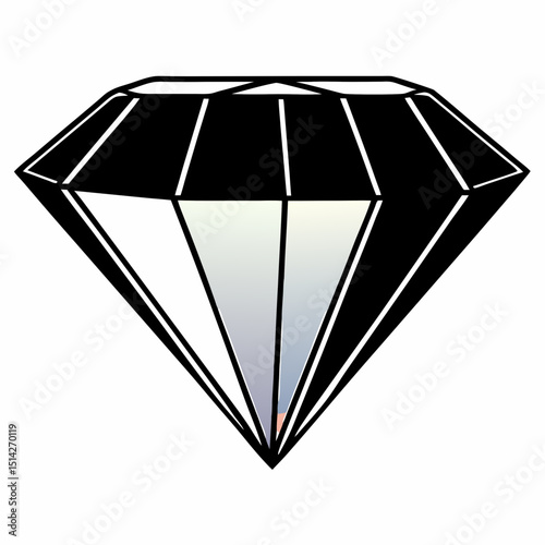 Illustration of a black and white diamond with gradients