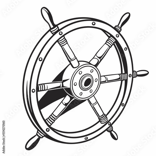 Vintage ship wheel nautical maritime graphic design element