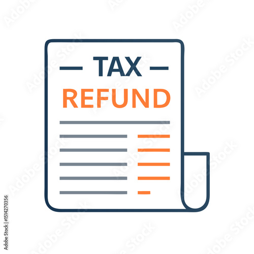 Professional tax refund document icon isolated on white background