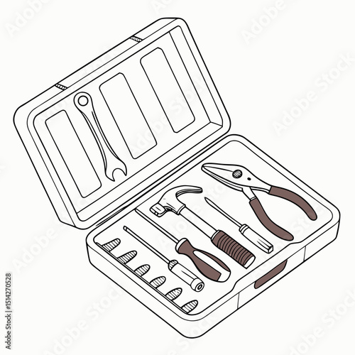 Open toolbox with various hand tools for diy projects