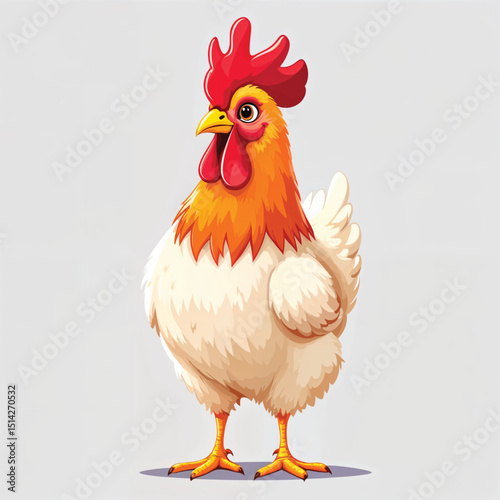 rooster Cartoon Vector Illustration isolated on white