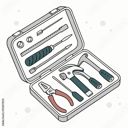 Open toolbox with various hand tools for diy projects