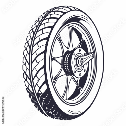 Motorcycle wheel tire spoke design illustration graphic