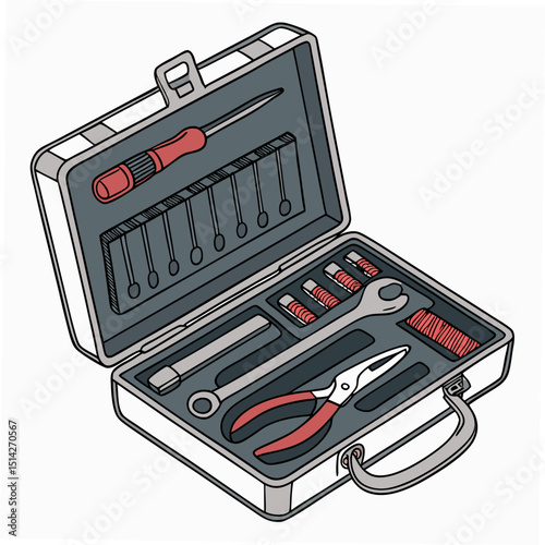 Professional tool kit illustration isolated on white background