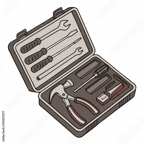 Professional tool kit illustration isolated on white background