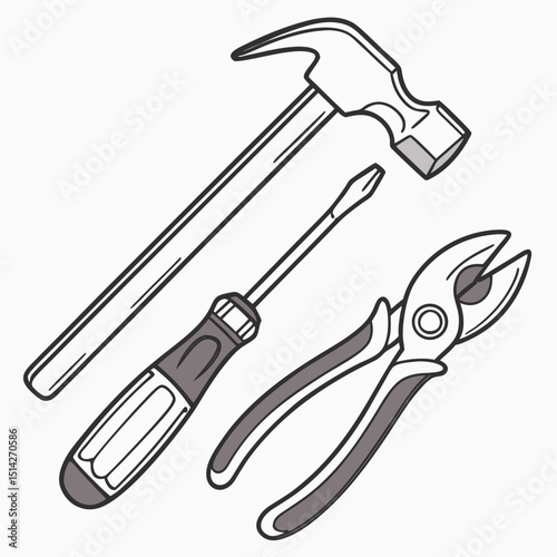 Hammer screwdriver pliers tools repair construction diy home improvement