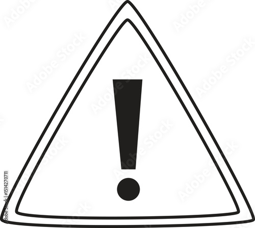 High Contrast Triangle Warning Sign Vector with Exclamation Mark for Caution, Safety Alert, and Hazard Symbol Design