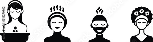 Vector Illustration of Facial Steam Treatment for Skincare and Beauty

