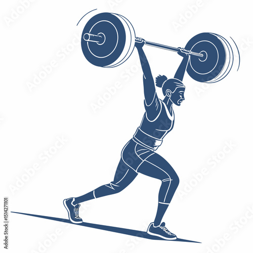 Strong female weightlifter overhead press exercise fitness powerlifting