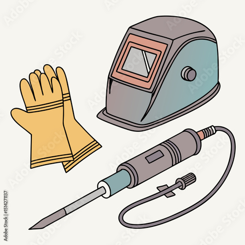 Welding equipment safety gloves mask soldering iron tools