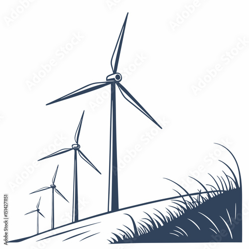 Wind turbines on a hillside generating clean energy