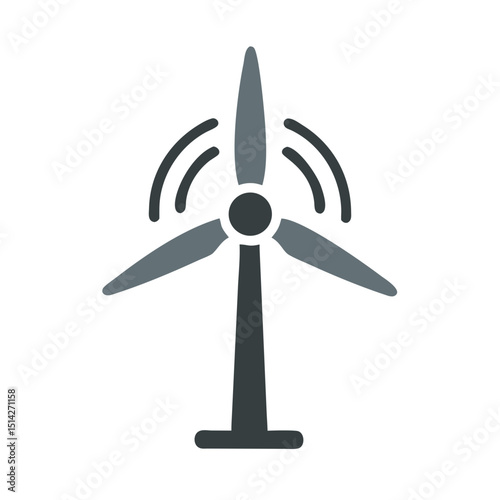 Clean cutout wind turbine icon transparent background professional design