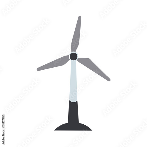 Clean cutout wind turbine icon isolated on white background