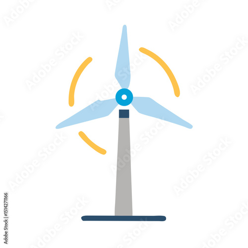 Clean cutout wind turbine icon isolated on white background ready for design projects