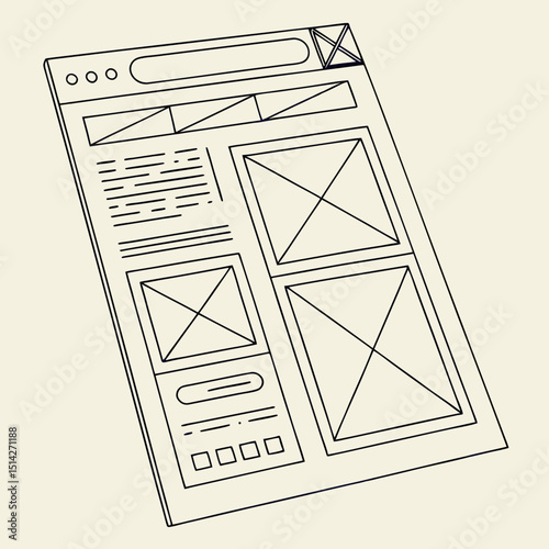 Website wireframe design template modern layout mockup