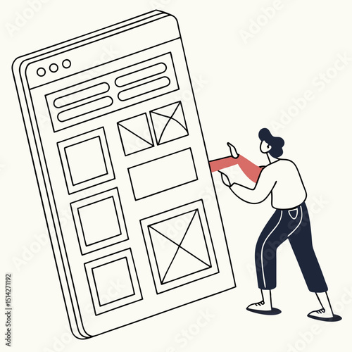 Person interacting with large mobile app interface design
