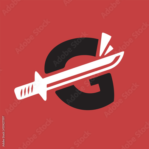 Katana Sword cut letter G logo design vector, logo for your company