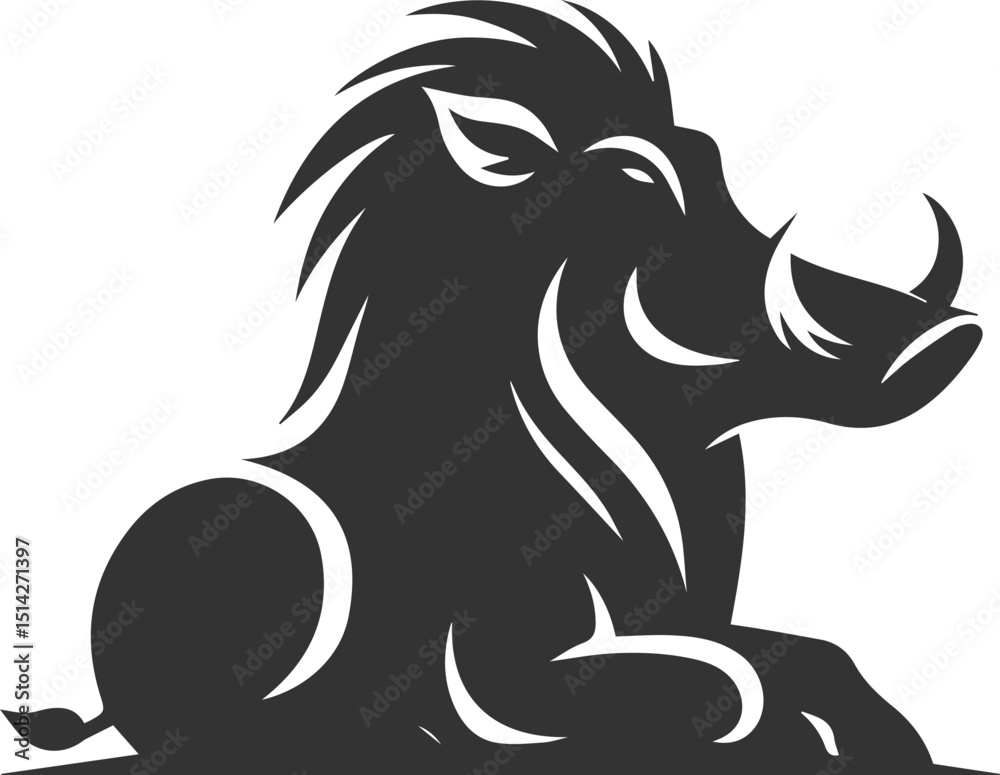 Obraz premium Black drawing vector silhouette of a warthog animal artwork