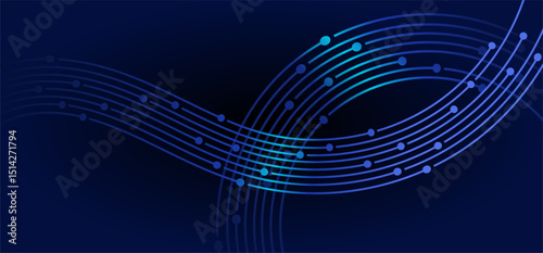 Wavy blue lines linked by dots