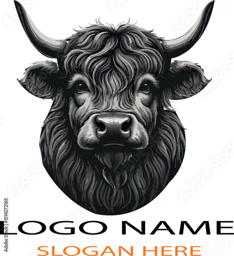 cute cow head logo vector .