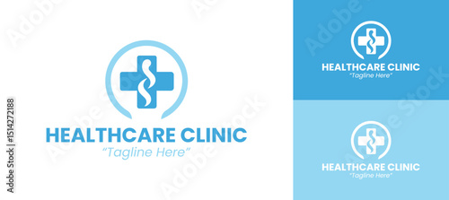 Unique Healthcare Clinic Logo Design with Clean Medical Symbols and Wellness Icon in Blue
