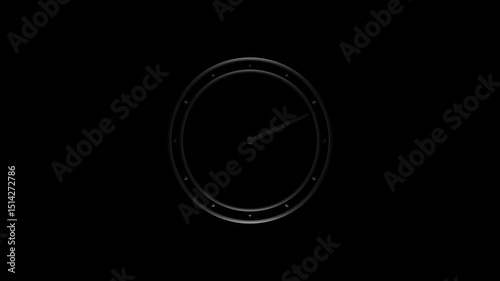 Dark Black Neon Clock with Spinning Second Hand in Seamless Loop Animation