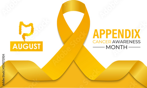 Appendix Cancer Awareness Month  Shining a Light on a Rare but Serious Disease. Medical concept. Realistic ribbon. Creating for web banner, cards, prints, social media, poster, flyer and background.