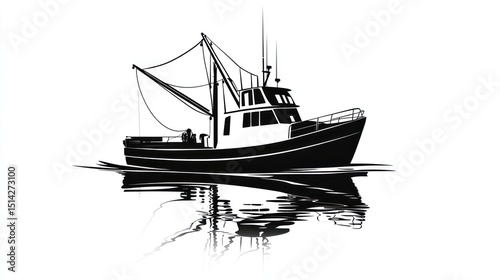Silhouette of a fishing vessel on water