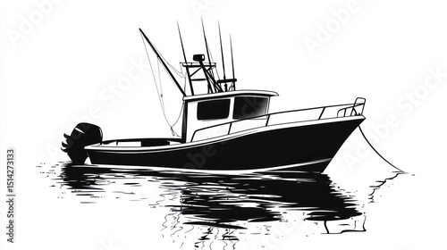 Silhouette of a fishing boat on water