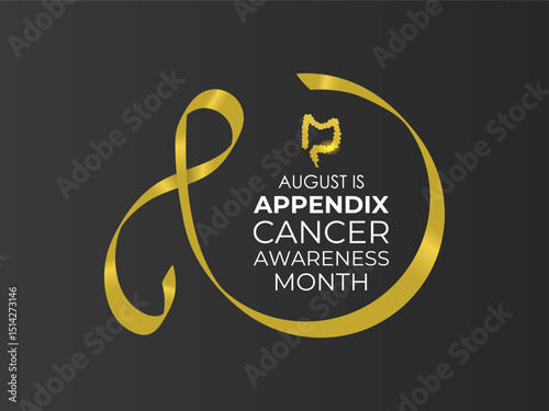 Appendix Cancer Awareness Month  Shining a Light on a Rare but Serious Disease. Medical concept. Realistic ribbon. Creating for web banner, cards, prints, social media, poster, flyer and background.