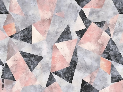 Abstract geometric pattern with dusty rose and gray tones