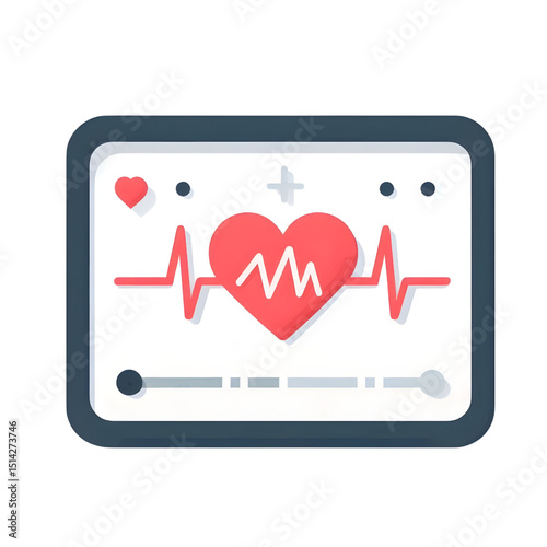 Heart Rate Monitor Illustration Digital Health and Wellbeing Icon