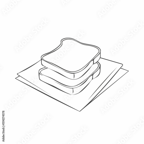 Quiet breakfast scene featuring a piece of toast in soft sketch format.