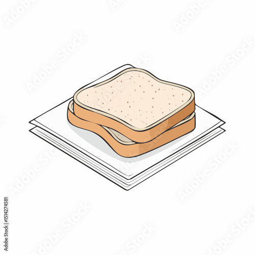 Quiet breakfast scene featuring a piece of toast in soft sketch format.