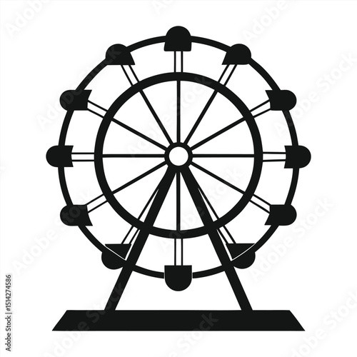 Black and white ferris wheel icon illustration design