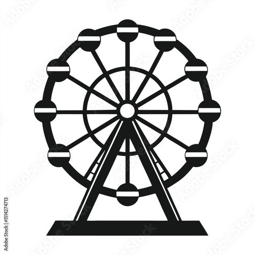 Black and white ferris wheel icon illustration